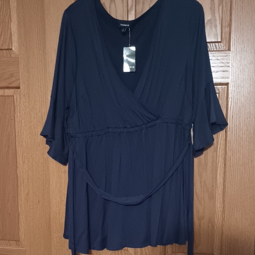 Torrid Deep Blue Wrap Blouse